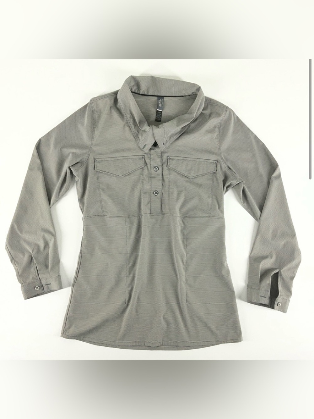 Mountain Hardwear Gray White Citypass Popover Shirt Women’s Size Small Hiking